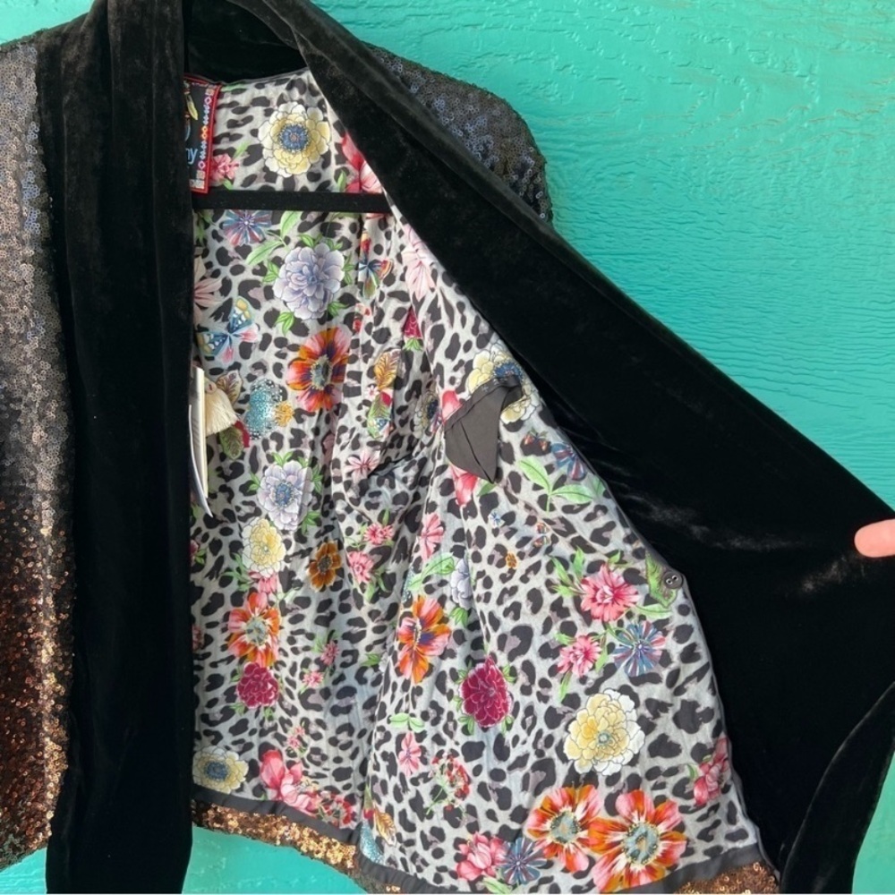 JOHNNY WAS OVERSIZED VELVET SEQUIN DORIAN OMBRÉ OVERSIZED KIMONO - Picture 8 of 9